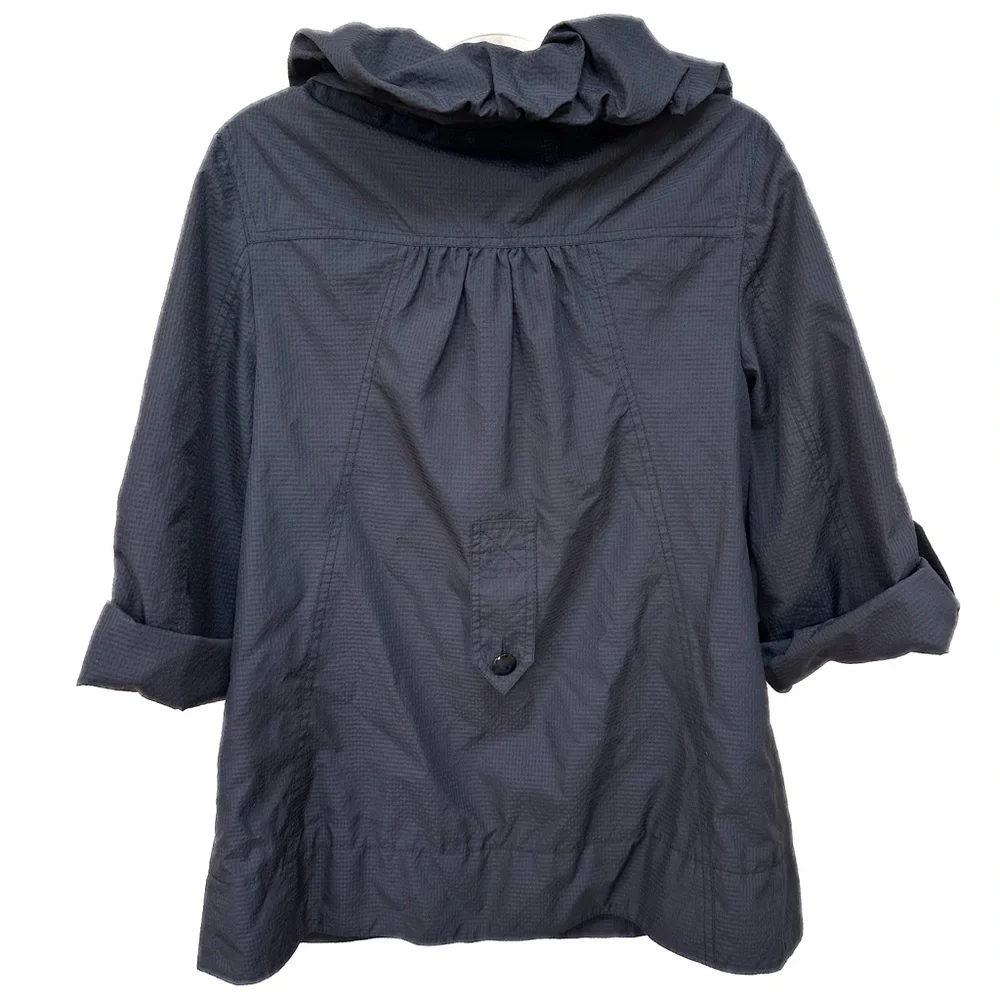 Marc by Marc Jakobs Black Rain Coat Lightweight Jacket Pink Lining Zip & Button